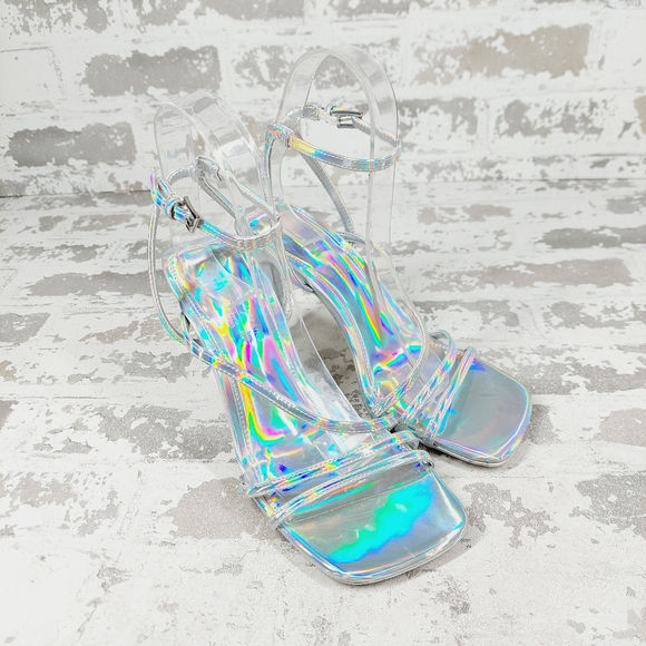 NEW Call It Spring Silver Summer Evening Stilettos Ankle Loop Party Sandals E931 - Picture 4 of 14